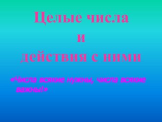 Целые числа и действия с ними. 6-й класс