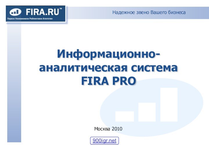 Надежное звено Вашего бизнесаИнформационно-аналитическая система  FIRA PROМосква 2010