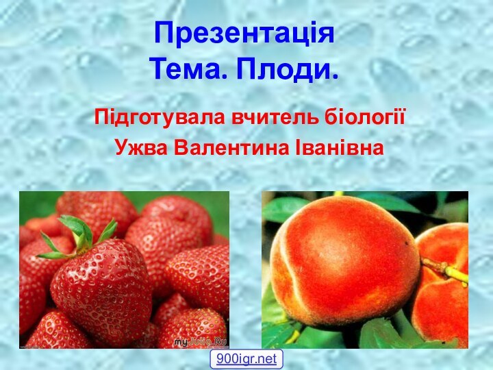 Презентація Тема. Плоди.Підготувала вчитель біологіїУжва Валентина Іванівна