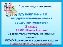 Презентация Одушевленные и неодушевленные имена существительные