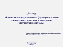 Развитие государственного (муниципального) финансового контроля и внедрение контрактной системы