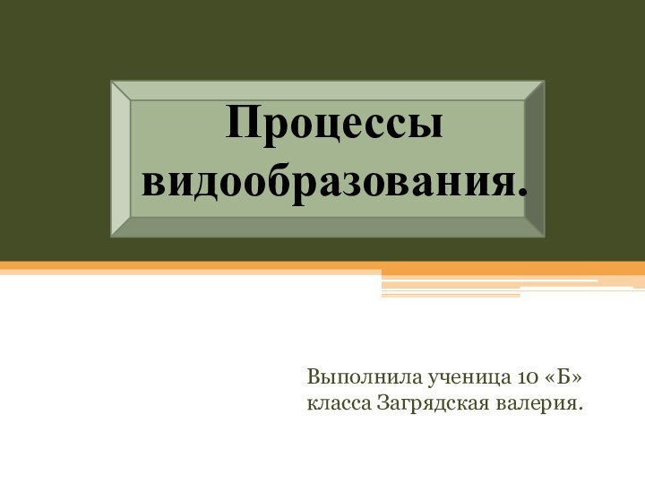 Процессы видообразования.Выполнила ученица 10 «Б» класса Загрядская валерия.