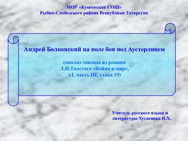 МОУ «Кукеевская СОШ» Рыбно-Слободского района Республики ТатарстанУчитель русского языка и литературы Хусаенова