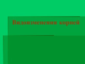 Видоизменения корней