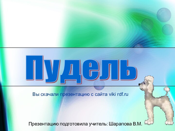 Презентацию подготовила учитель: Шарапова В.М.Пудель Вы скачали презентацию с сайта viki rdf.ru