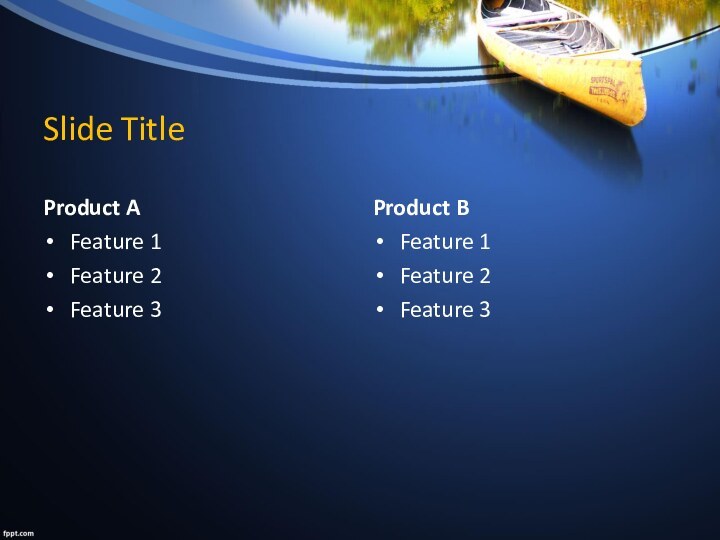 Slide TitleProduct AFeature 1Feature 2Feature 3Product BFeature 1Feature 2Feature 3