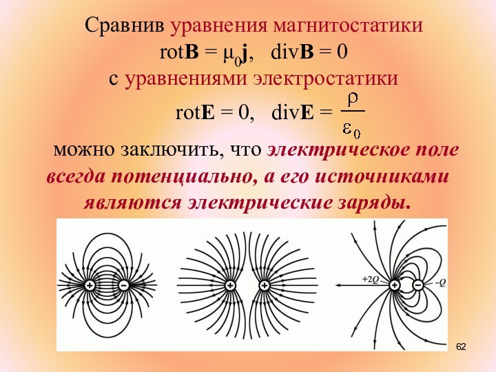 Сравнив уравнения магнитостатики rotВ = μ0j,  divВ = 0с уравнениями электростатикиrotЕ