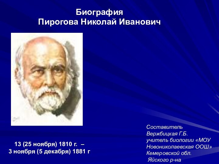 13 (25 ноября) 1810 г. – 3 ноября (5 декабря) 1881 гБиография