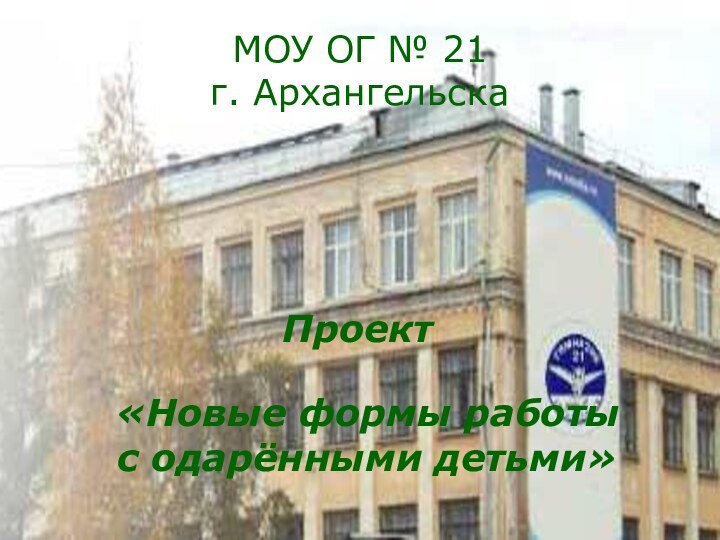 МОУ ОГ № 21  г. Архангельска«Новые формы работы с одарёнными детьми»Проект