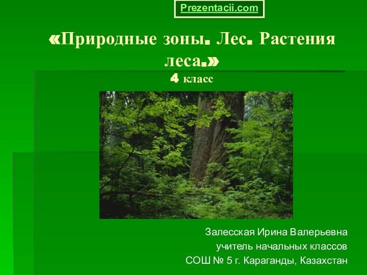 «Природные зоны. Лес. Растения леса.» 4 классЗалесская Ирина Валерьевнаучитель начальных классовСОШ