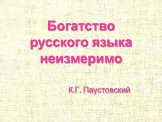 Богатство русского языка неизмеримо