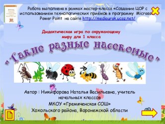 Дидактическая игра Такие разные насекомые