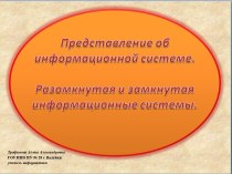 Разомкнутая и замкнутая информационная системы