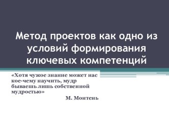 Метод проектов как одно из условий формирования ключевых компетенций