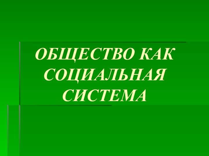 ОБЩЕСТВО КАК СОЦИАЛЬНАЯ СИСТЕМА