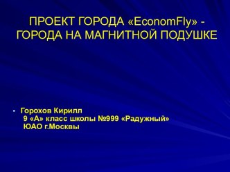 Проект города EconomFly - Города на магнитной подушке