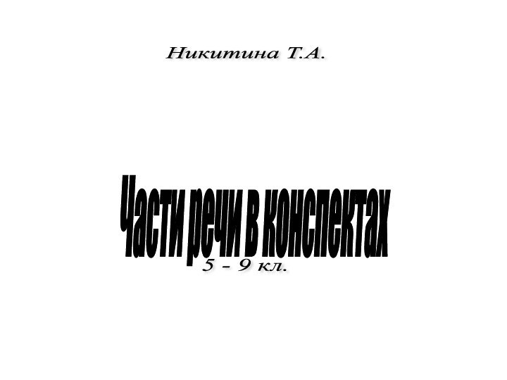 Части речи в конспектах Никитина Т.А. 5 - 9 кл.