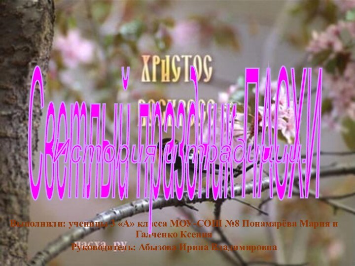 Выполнили: ученицы 3 «А» класса МОУ-СОШ №8 Понамарёва Мария и Галченко КсенияРуководитель: