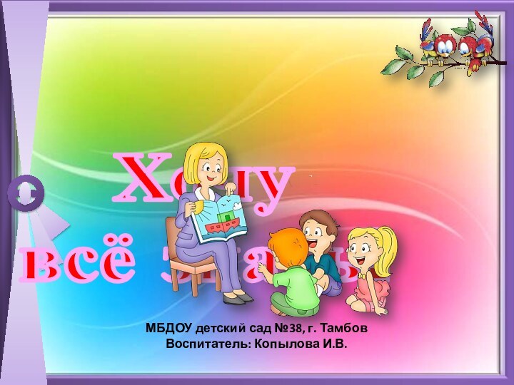 Хочу всё знать!МБДОУ детский сад №38, г. ТамбовВоспитатель: Копылова И.В.