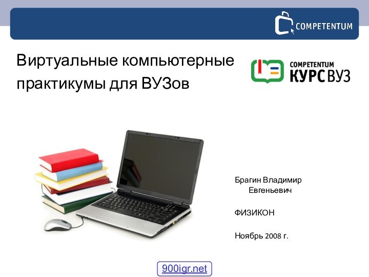 Брагин Владимир ЕвгеньевичФИЗИКОННоябрь 2008 г.Виртуальные компьютерныепрактикумы для ВУЗов