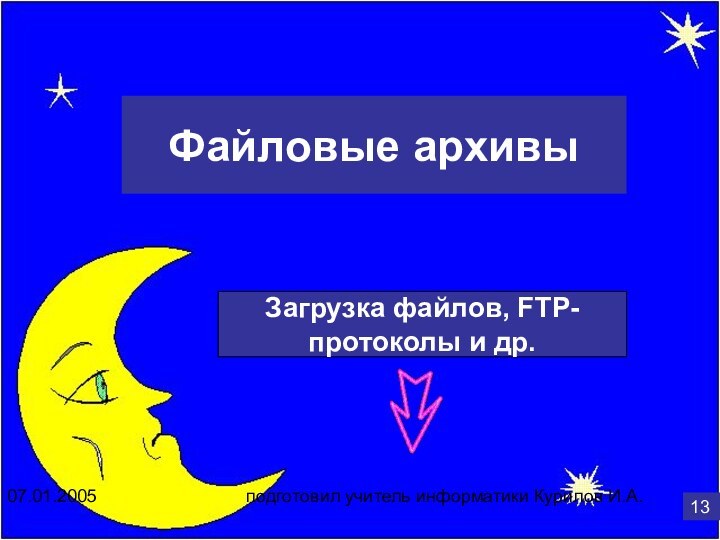 Файловые архивыЗагрузка файлов, FTP-протоколы и др.1307.01.2005