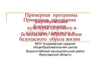 Примерная программа формирования культуры здорового и безопасного образа жизни