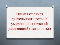 Познавательная деятельность детей с умеренной и тяжелой умственной отсталостью