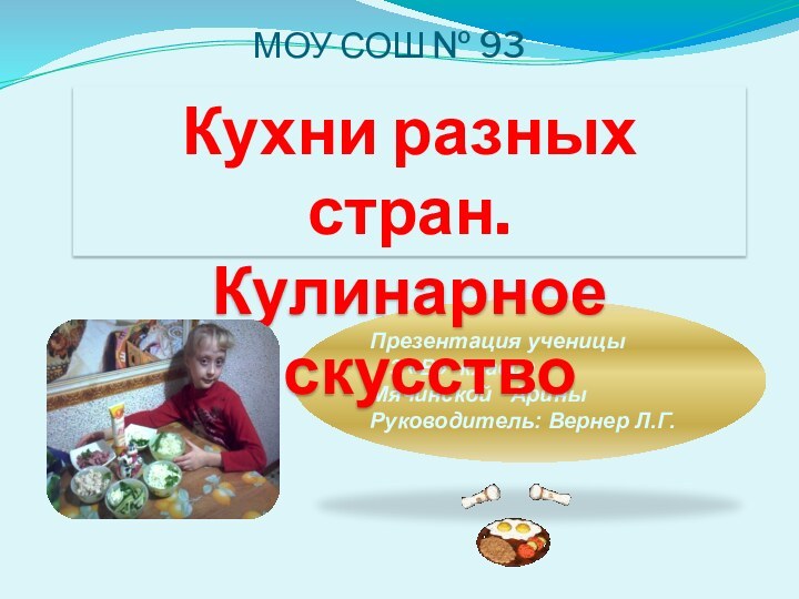 Презентация ученицы   3 «В» классаМячинской  АриныРуководитель: Вернер Л.Г.МОУ СОШ