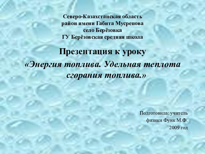 Северо-Казахстанская область район имени Габита Мусрепова село Берёзовка ГУ Берёзовская средняя школаПрезентация