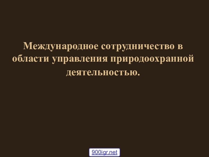 Международное сотрудничество в области управления природоохранной деятельностью.