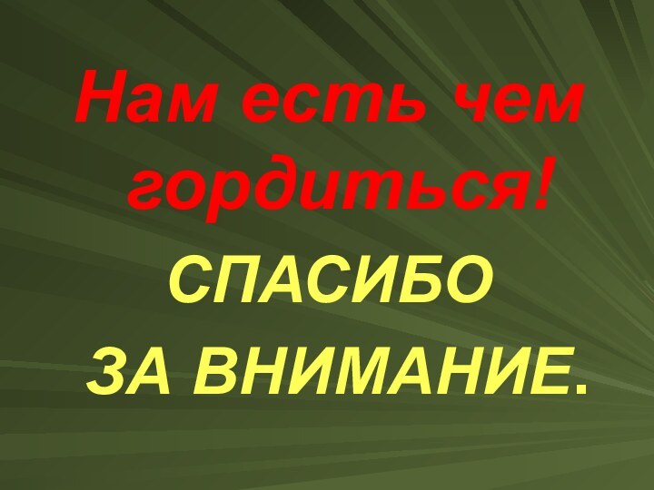 Нам есть чем гордиться!СПАСИБО ЗА ВНИМАНИЕ.