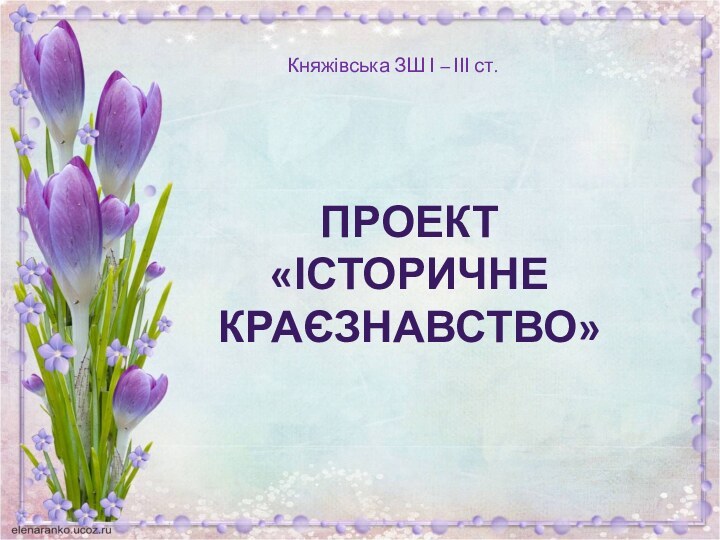 ПРОЕКТ «ІСТОРИЧНЕ КРАЄЗНАВСТВО»Княжівська ЗШ І – ІІІ ст.