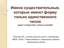 Имена существительные, которые имеют форму только единственного числа