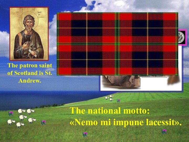 The national motto: «Nemo mi impune lacessit».The patron saint of Scotland is