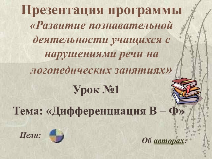 Презентация программы «Развитие познавательной  деятельности учащихся с нарушениями речи на логопедических