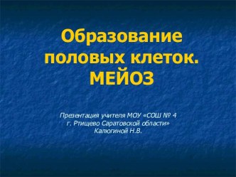 Образование половых клеток. Мейоз