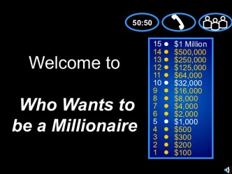 Welcome to Who Wants to be a Millionaire