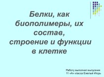 БЕЛКИ, КАК БИОПОЛИМЕРЫ, ИХ СОСТАВ