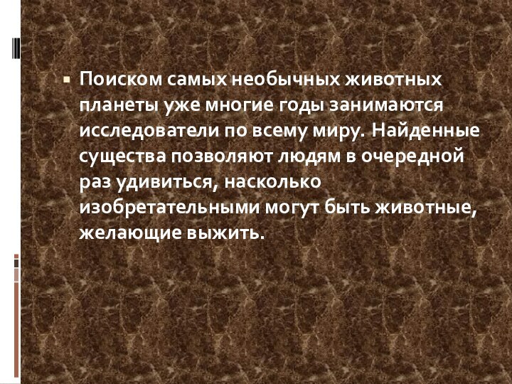 Поиском самых необычных животных планеты уже многие годы занимаются исследователи по всему