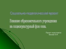 Влияние образовательного учреждения на социокультурный фон села