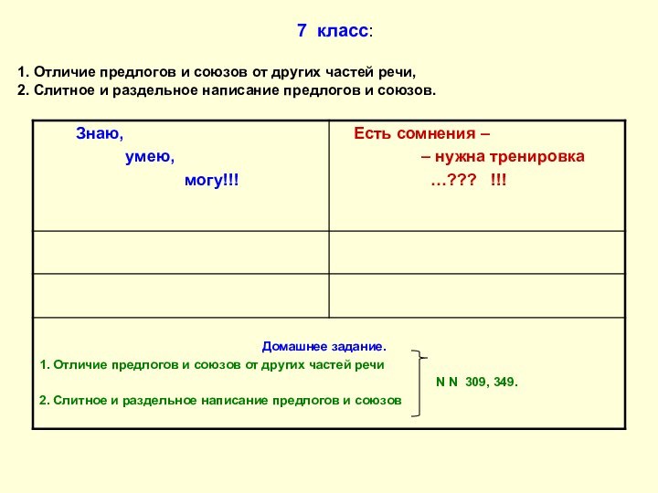 1. Отличие предлогов и союзов от других частей