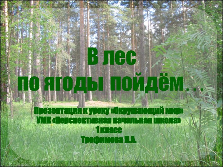 В лес  по ягоды пойдём…Презентация к уроку «Окружающий мир» УМК «Перспективная начальная школа»1 классТрофимова Н.А.