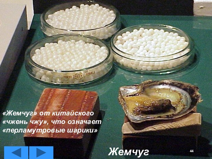 ЖемчугЖемчуг«Жемчуг» от китайского «чжень чжу», что означает «перламутровые шарики»44