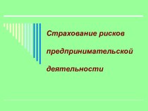 Страхование рисков предпринимательской деятельности