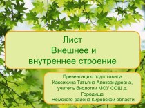 Лист. Внешнее и внутреннее строение