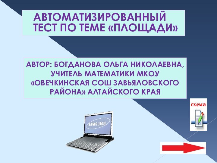 АВТОМАТИЗИРОВАННЫЙ    ТЕСТ ПО ТЕМЕ «ПЛОЩАДИ»