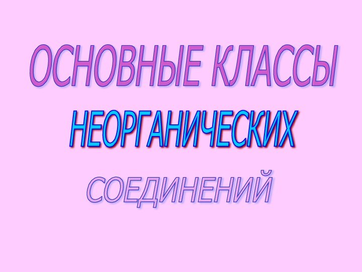 ОСНОВНЫЕ КЛАССЫНЕОРГАНИЧЕСКИХСОЕДИНЕНИЙ