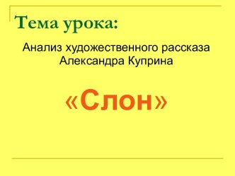 Анализ художественного рассказа Александра Купр Слон