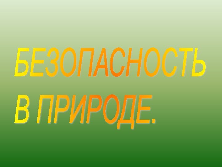 БЕЗОПАСНОСТЬ  В ПРИРОДЕ.