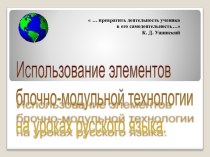 Использование элементов блочно - модульной технологии на уроках русского языка в его самодеятельность